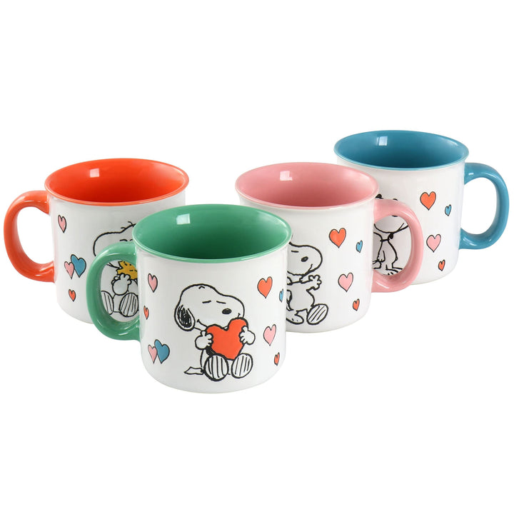 Peanuts Mothers Love 4 Piece 21 Ounce amper Mug Set In Assorted Designs Multi - Diamond Home USA