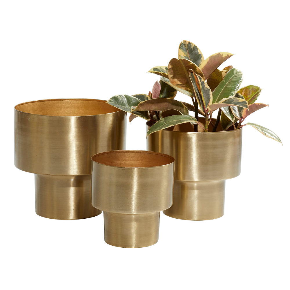 Gold Iron Glam Planter (Set of 3) 12 X 10round Modern Contemporary Round - Diamond Home USA