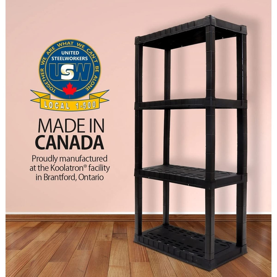 Heavy Duty 4-Tier Storage Shelf Black Plastic - Diamond Home USA