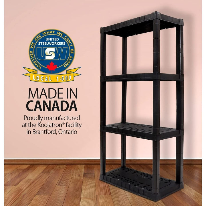 Heavy Duty 4-Tier Storage Shelf Black Plastic - Diamond Home USA