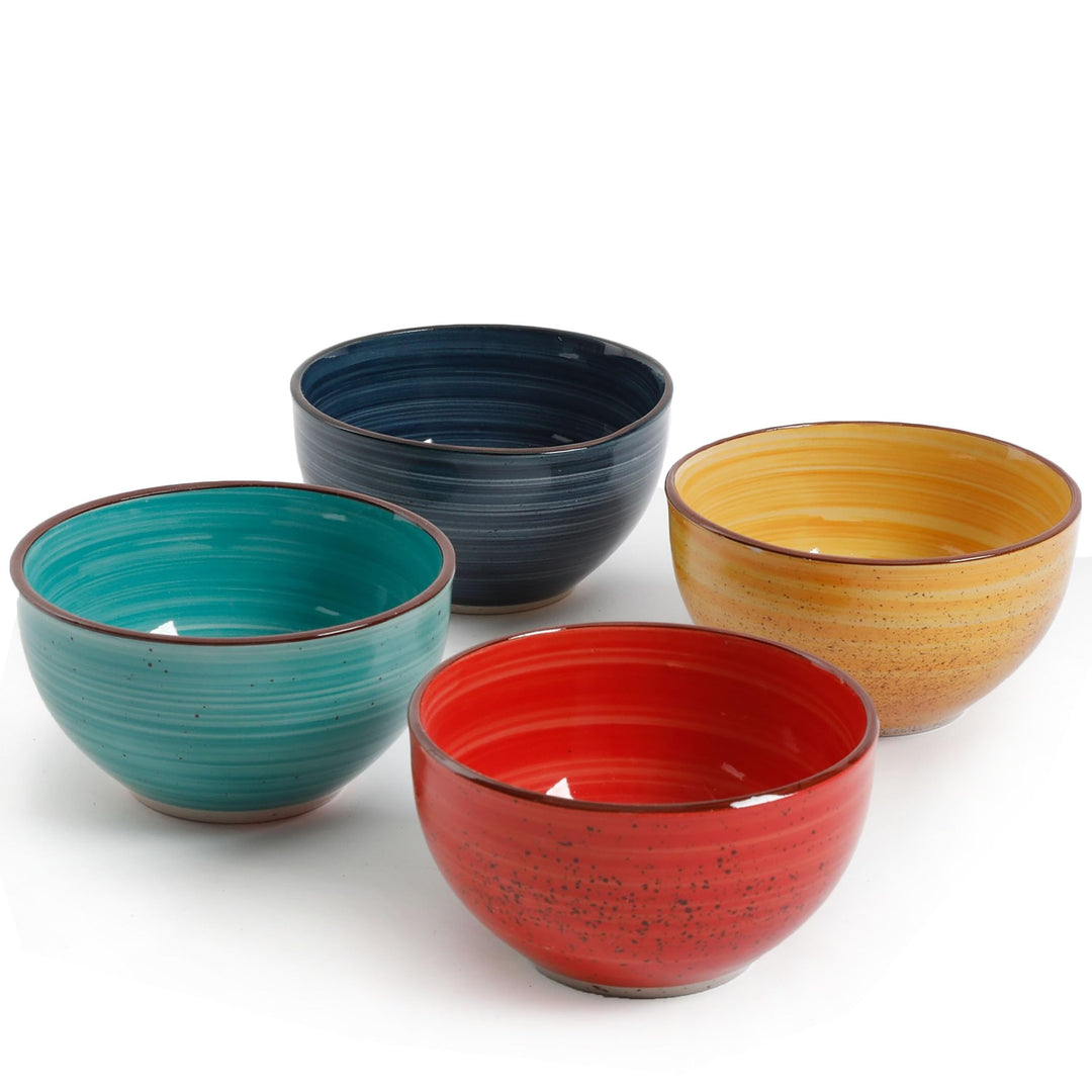 Gibson Home Color Speckle Multi Color Ceramic Bowl Sets Red Yellow Blue - Diamond Home USA