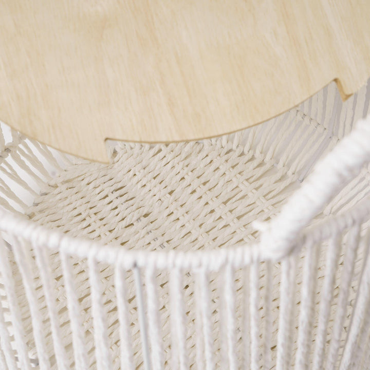 Boho White Natural Paper Rope Woven Storage Basket with Lid Set of 3 Traditional - Diamond Home USA