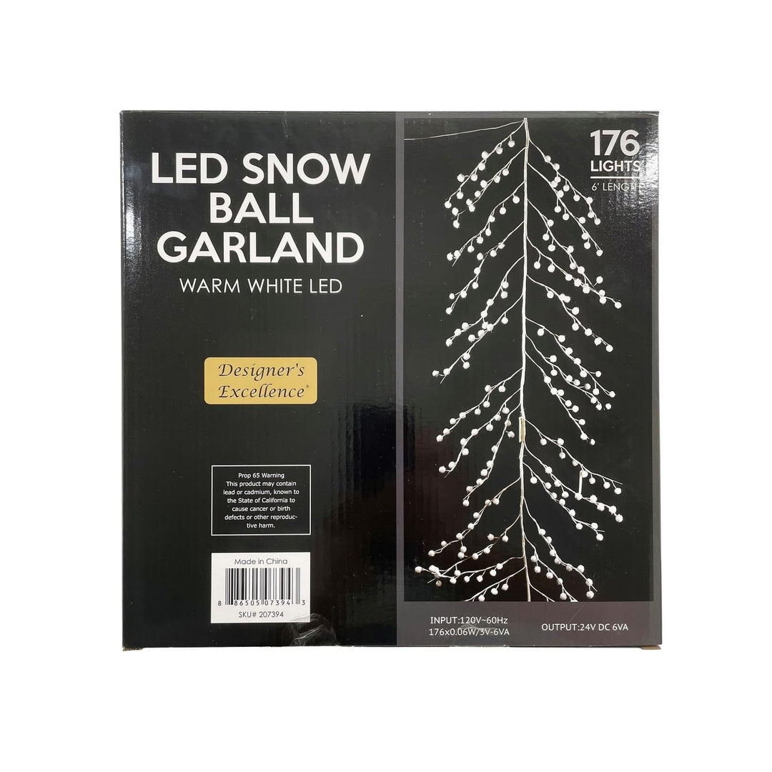 Led Snow Ball Garland Warm White 6 Ft Led Lights