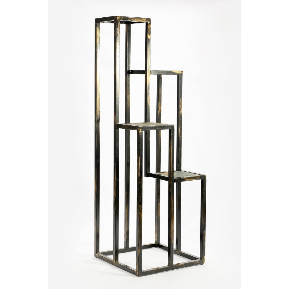 47.25 in. 4 Tier Grey Stone Cast Iron Plant Stand Black - Diamond Home USA