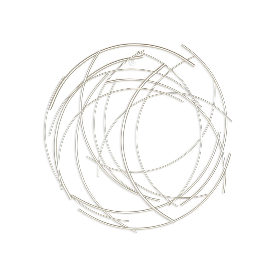 Metal Silver Small Abstract Round Wall Art Modern Contemporary 3d Handmade - Diamond Home USA