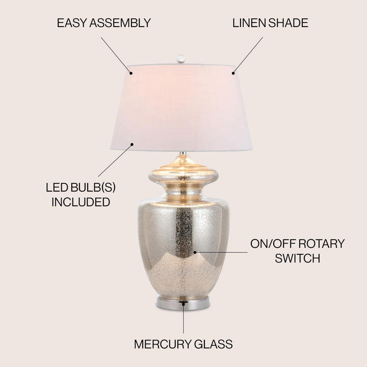 JONATHAN Y JYL1014A Hughes 31" Glass LED Table Lamp Modern Contemporary Glam