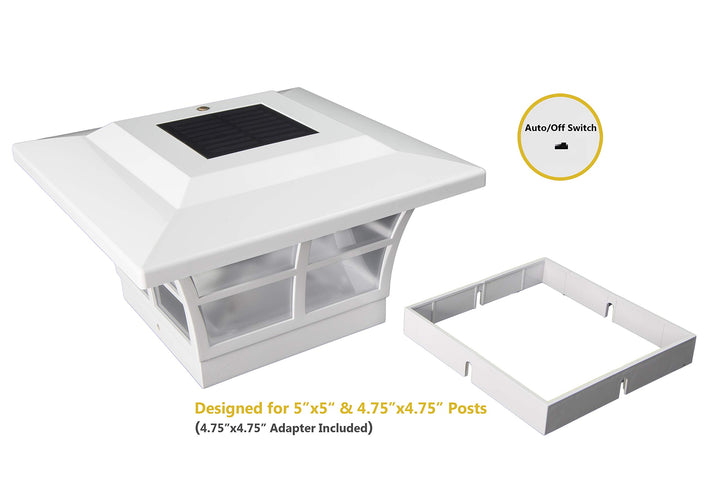 Classy Caps SL085 5x5 Prestige Solar Post Cap - 2 Pack/White by Classy Caps - Diamond Home USA