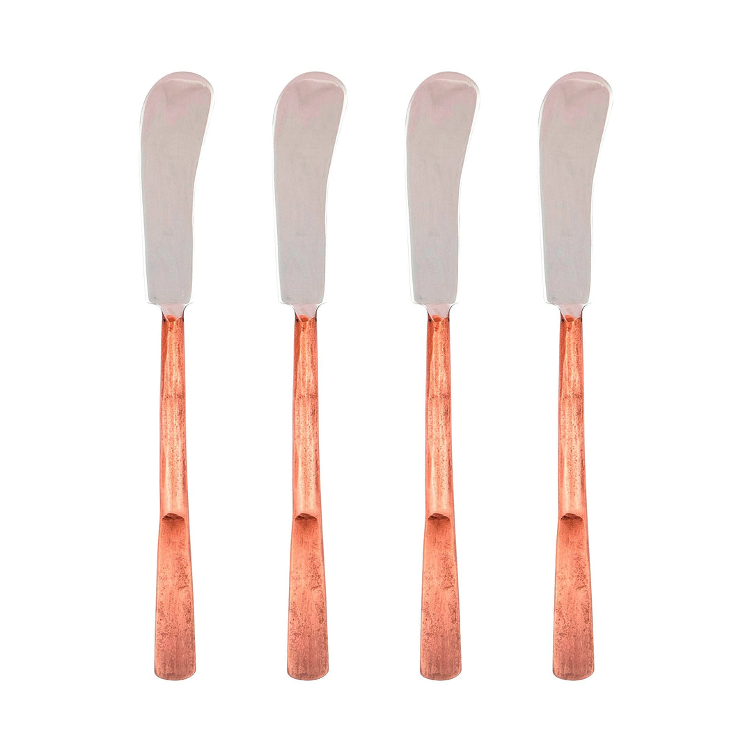 Copper Antique Butter Knife/spreader 4 Pcs. Set Bronze Stainless Steel Piece - Diamond Home USA