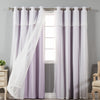 Aurora Home Attached Valance Sheer and Blackout 4-Piece Panel Pair Lilac 52" W x 52"W x 84"L - Lilac