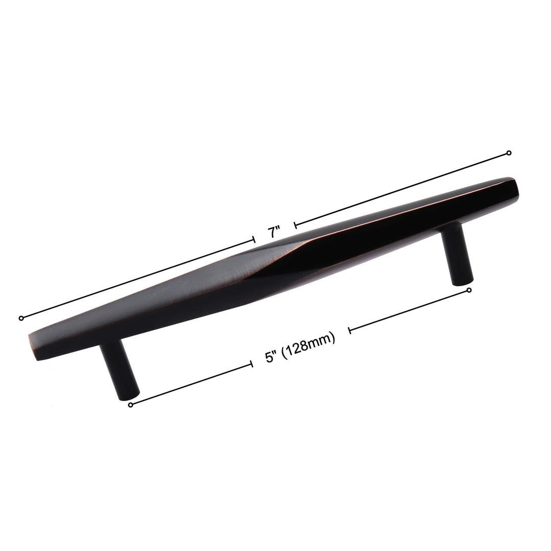 10-Pack 5-inch Center Solid Faceted Bar Pull Brown Modern Contemporary Metal Oil - Diamond Home USA