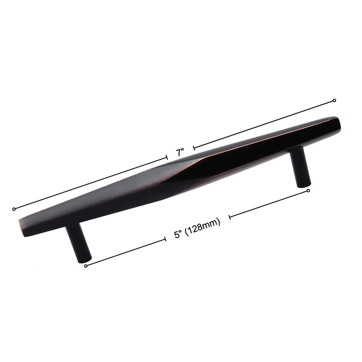 10-Pack 5-inch Center Solid Faceted Bar Pull Brown Modern Contemporary Metal Oil - Diamond Home USA