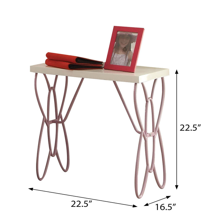 White and Light Purple Nightstand Modern Contemporary Rectangular Metal Wood - Diamond Home USA