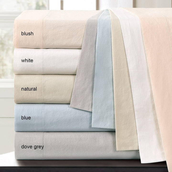 Echelon Home Vintage Full Blue Washed Cotton Percale Sheet Set - Diamond Home USA