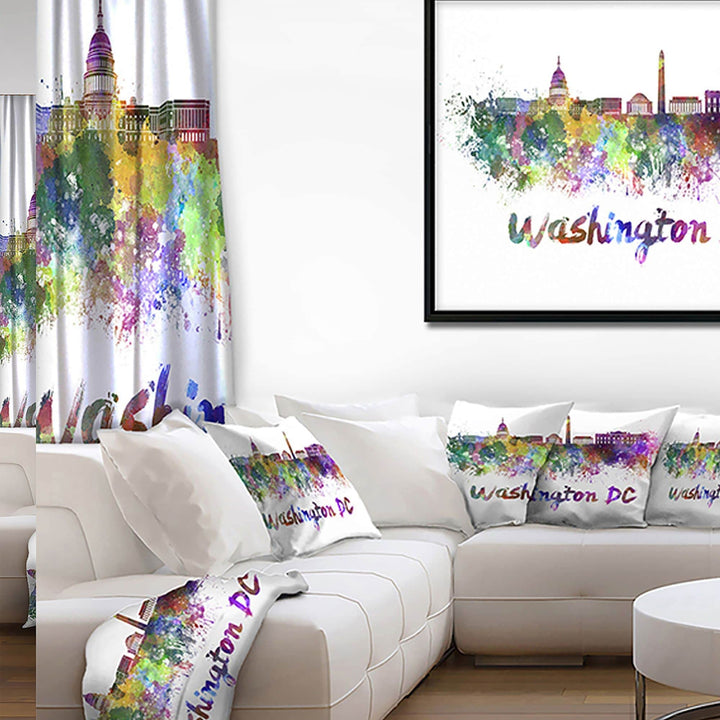 DESIGN ART Designart "Washington DC Skyline" Cityscape Framed Canvas Artwork 40 in. wide x 30 in. high - Diamond Home USA