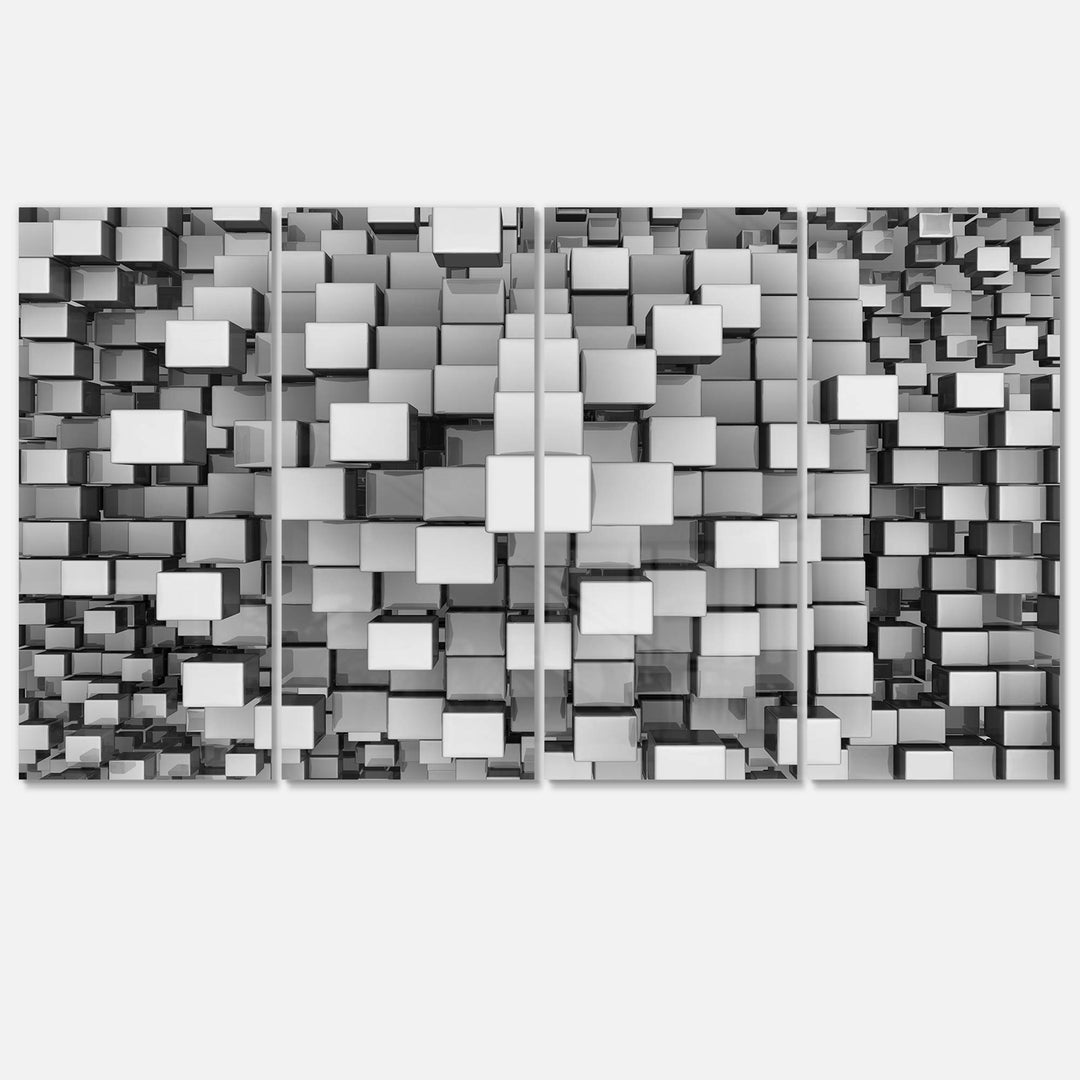 Design Art Black and Grey Cubes-Contemporary Metal Wall Art-MT6830-48x28-4 - Diamond Home USA