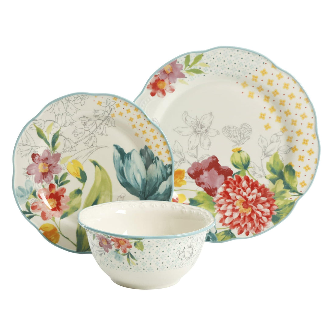 Blooming Bouquet 12-piece Dinnerware Set Multi Color Floral Modern - Diamond Home USA