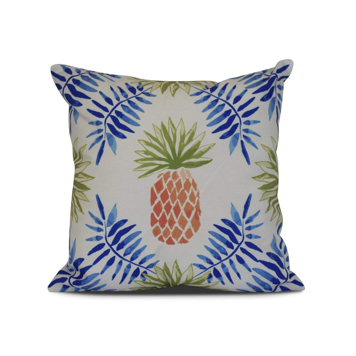 E by design Pineapple and Spike Geometric Print Outdoor Pillow 20 x 20 Blue 20" x 20" - Blue