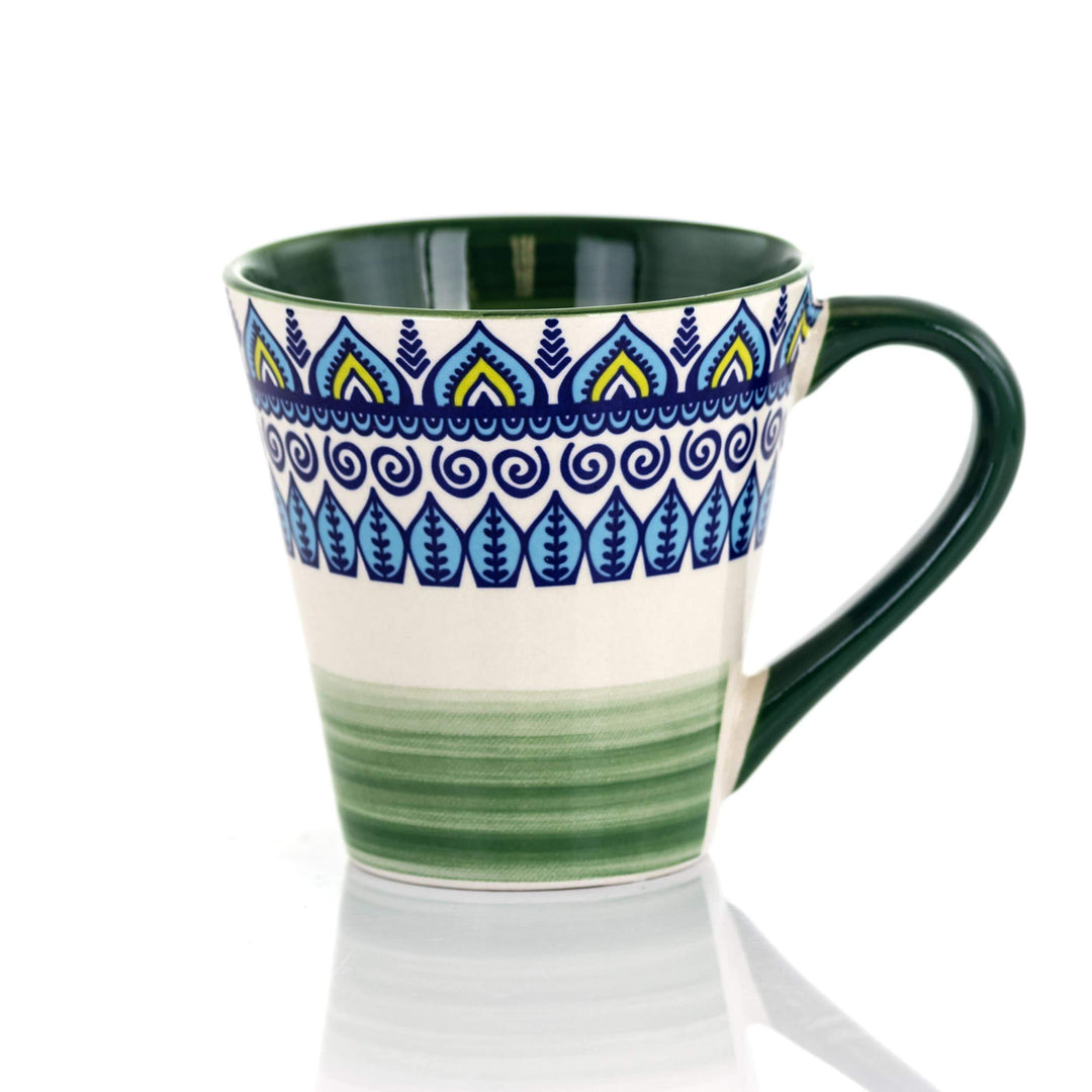 16 Piece Round Stoneware Dinnerware Set in Green Floral Casual Microwave Safe - Diamond Home USA