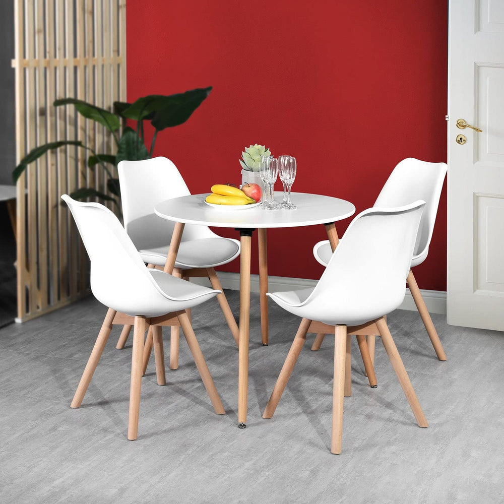 Modern Dining Table 31.5'' Round Top with Solid Wood Legsï¼Œwhite White - Diamond Home USA