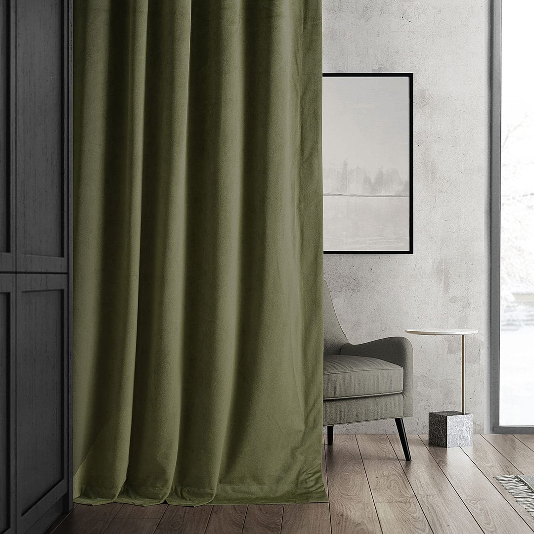 HPD Half Price Drapes Signature Velvet Thermal Blackout Curtains for Living Room 84 Inches - Hunter Green - Diamond Home USA