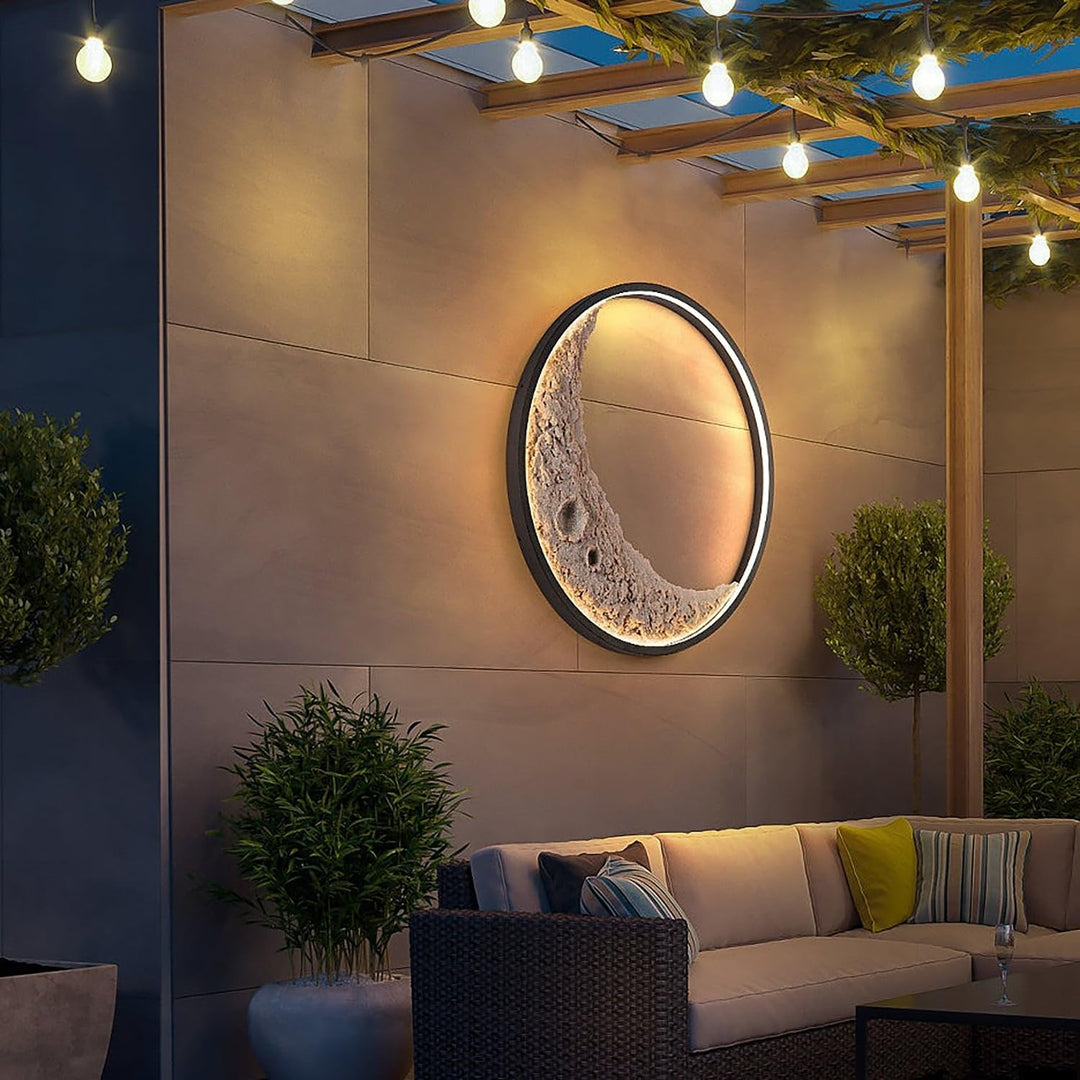 Indoor/outdoor 24-inch Led Crescent on Wall Lamp Black Farmhouse Industrial
