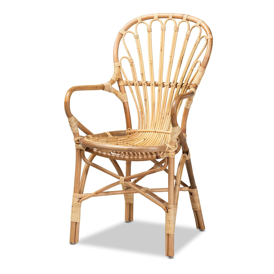 Modern and Contemporary Natural Finished Rattan Armchair Finish - Diamond Home USA