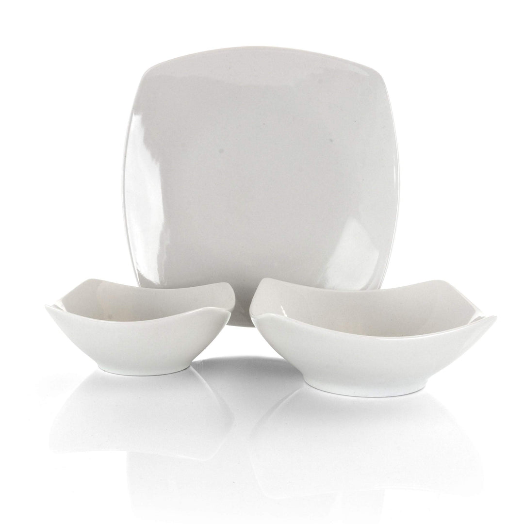 All U Need 48 Piece Ceramic Dinnerware Combo Set In White Solid Casual Round - Diamond Home USA