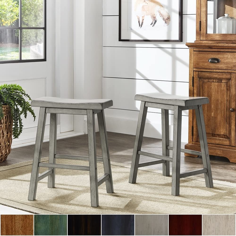 Inspire Q Salvador II Counter Backless Stools (Set of 2) by Classic Black - Diamond Home USA