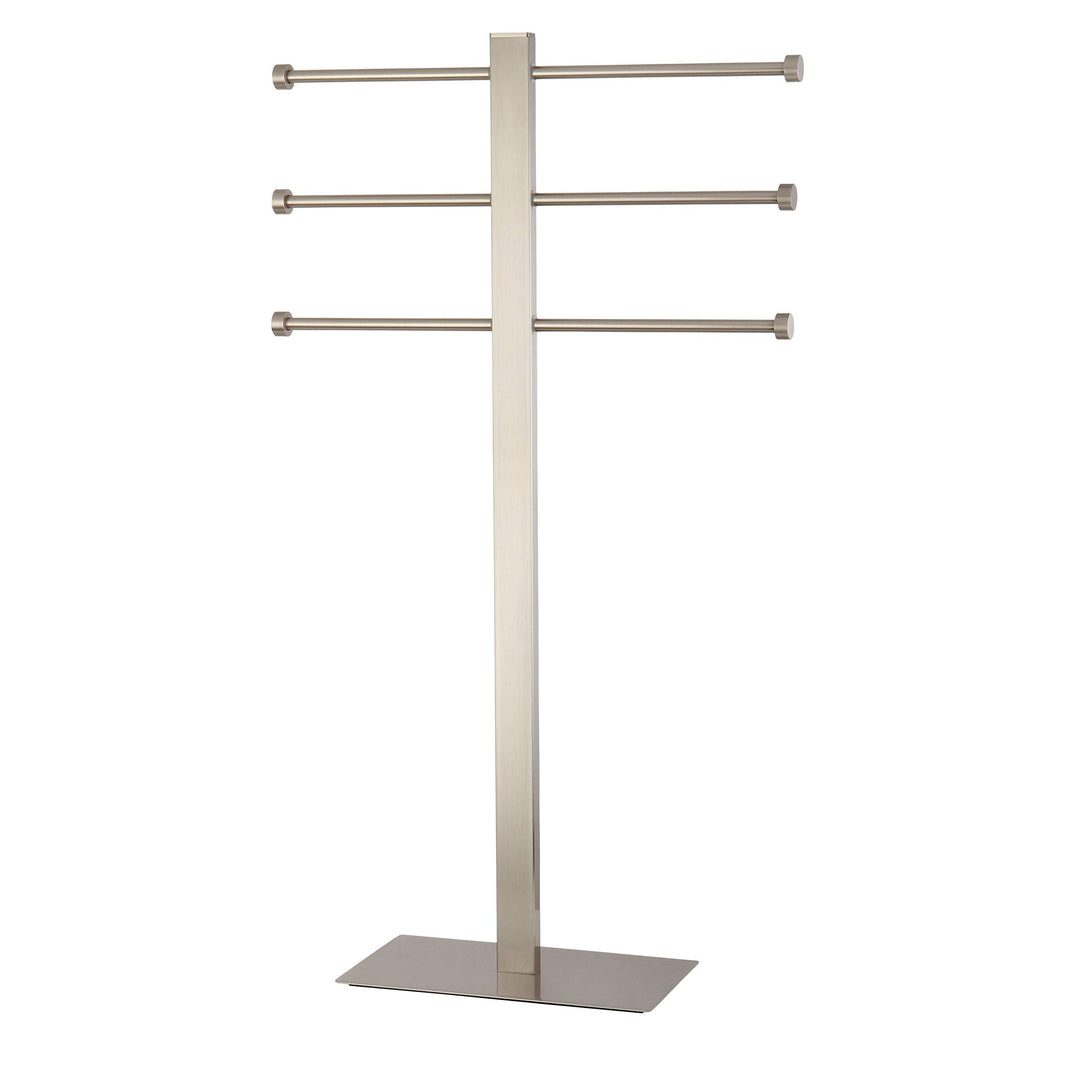 Brushed Nickel Freestanding Stainless Steel Towel Holder - Grey Metal Finish - Diamond Home USA