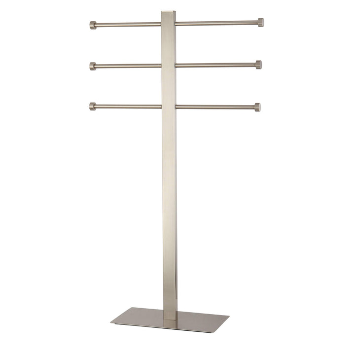 Brushed Nickel Freestanding Stainless Steel Towel Holder - Grey Metal Finish - Diamond Home USA
