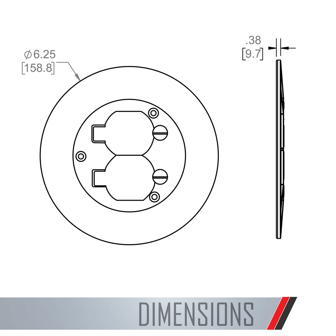 Hubbell-Raco RAC5500KIT Round Floor Box Kit Device Cover Duplex Solid Brass - Diamond Home USA