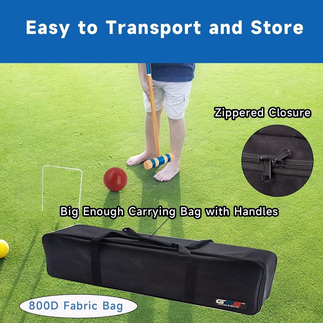 Classic 6-Player Croquet Set with 6 Balls 9 2 Stakes and A Carrying Case - Diamond Home USA