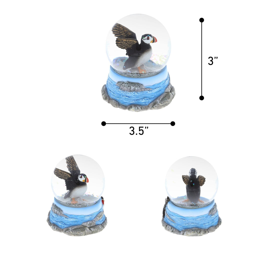 Global Puffin Snow Globe Figurine with Sparkling Glitter 3lx3w3.5h Inches - Diamond Home USA