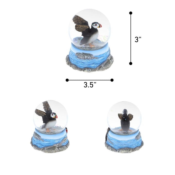 Global Puffin Snow Globe Figurine with Sparkling Glitter 3lx3w3.5h Inches - Diamond Home USA