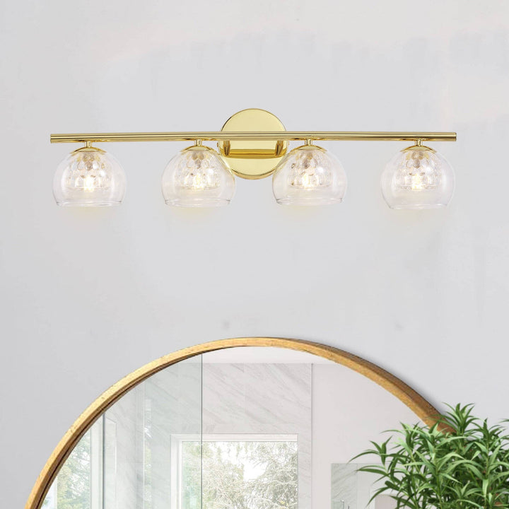4 Light Gold Vanity Glass Shade for Bathroom Modern Contemporary Metal - Diamond Home USA