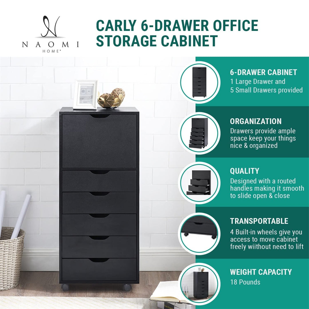 6 Drawer Office Storage bile Under Desk Filing Cabinet On Wheels Gray White - Diamond Home USA