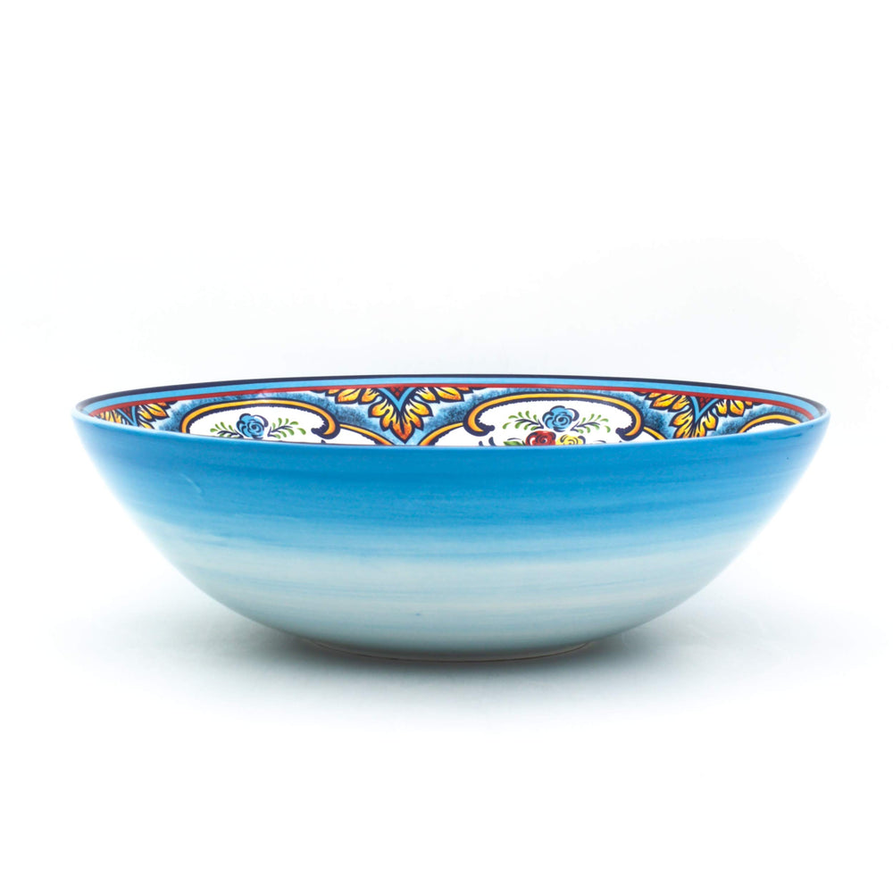 Euro Ceramica Zanzibar Collection Vibrant 12.75'' Ceramic Round Serving Bowl - Diamond Home USA