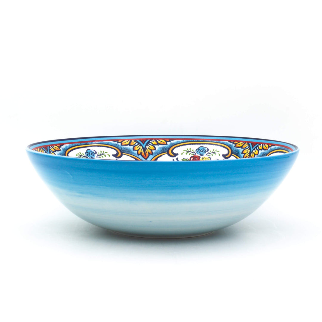 Euro Ceramica Zanzibar Collection Vibrant 12.75'' Ceramic Round Serving Bowl - Diamond Home USA