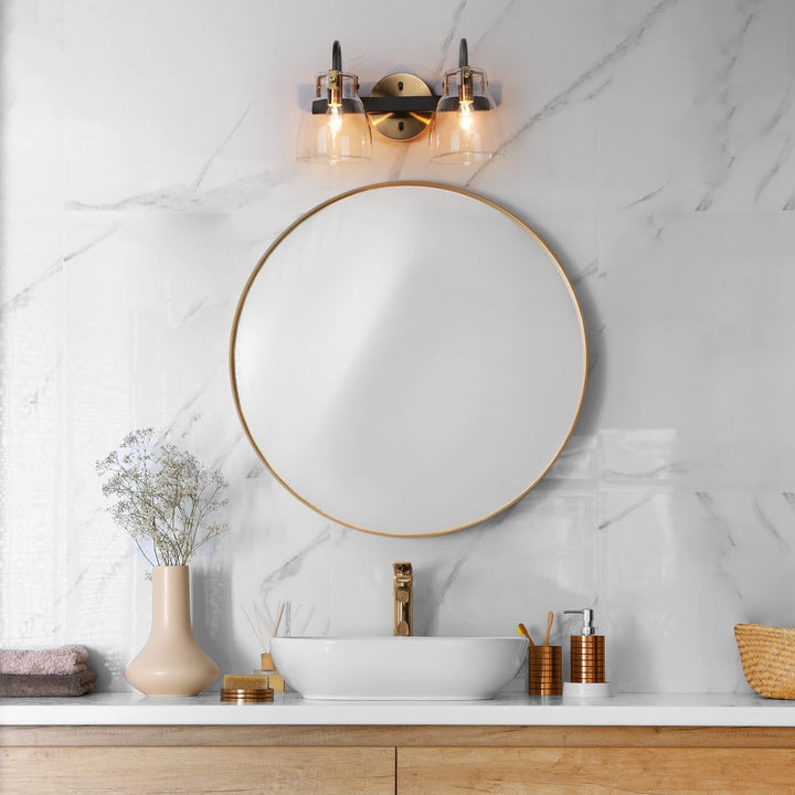 Modern 2-light Brass Gold Orb Glass Bathroom Vanity Lights Black Wall Lighting L - Diamond Home USA