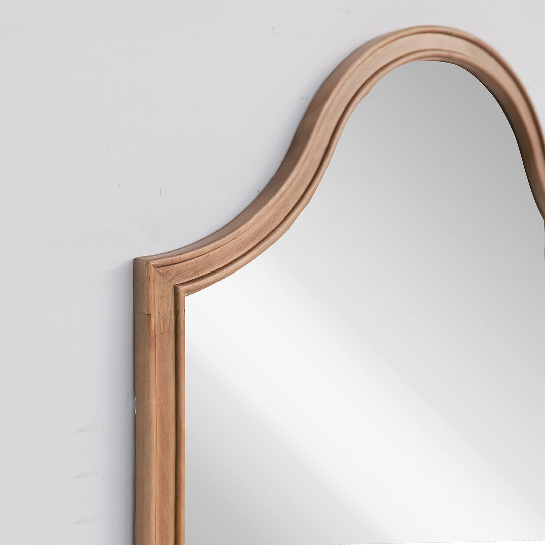 24'' X 36'' Wooden Arched Curved Top Wall Mirror for D Cor Rustic Brown - Diamond Home USA