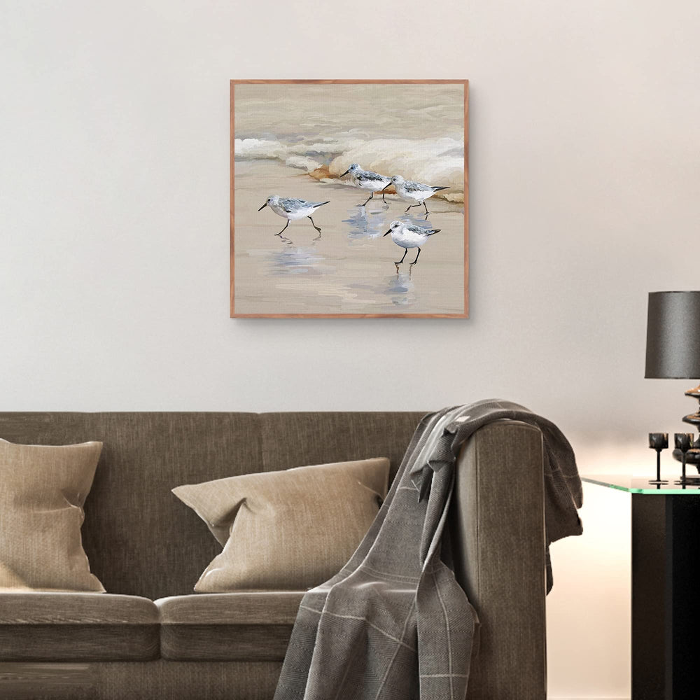 Sandpiper Beach I Amber Studio Arts Framed Canvas Art Print Multi Color - Diamond Home USA