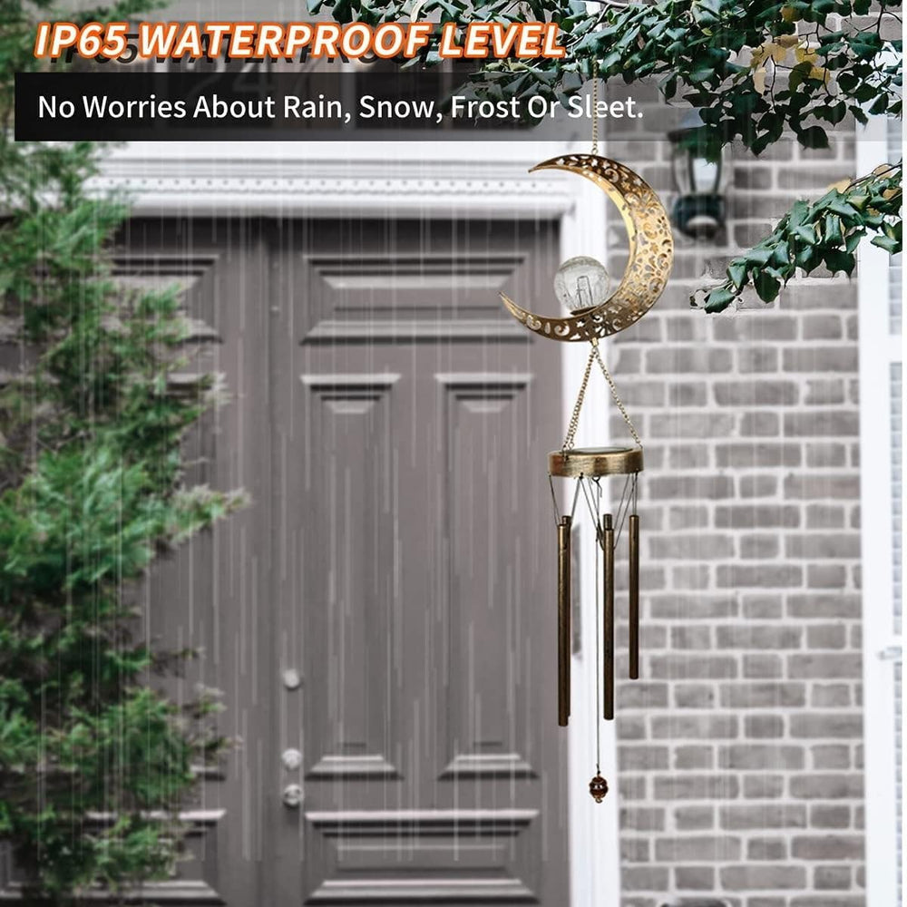 Solar Lamp Wind Chime Gold Metal - Diamond Home USA