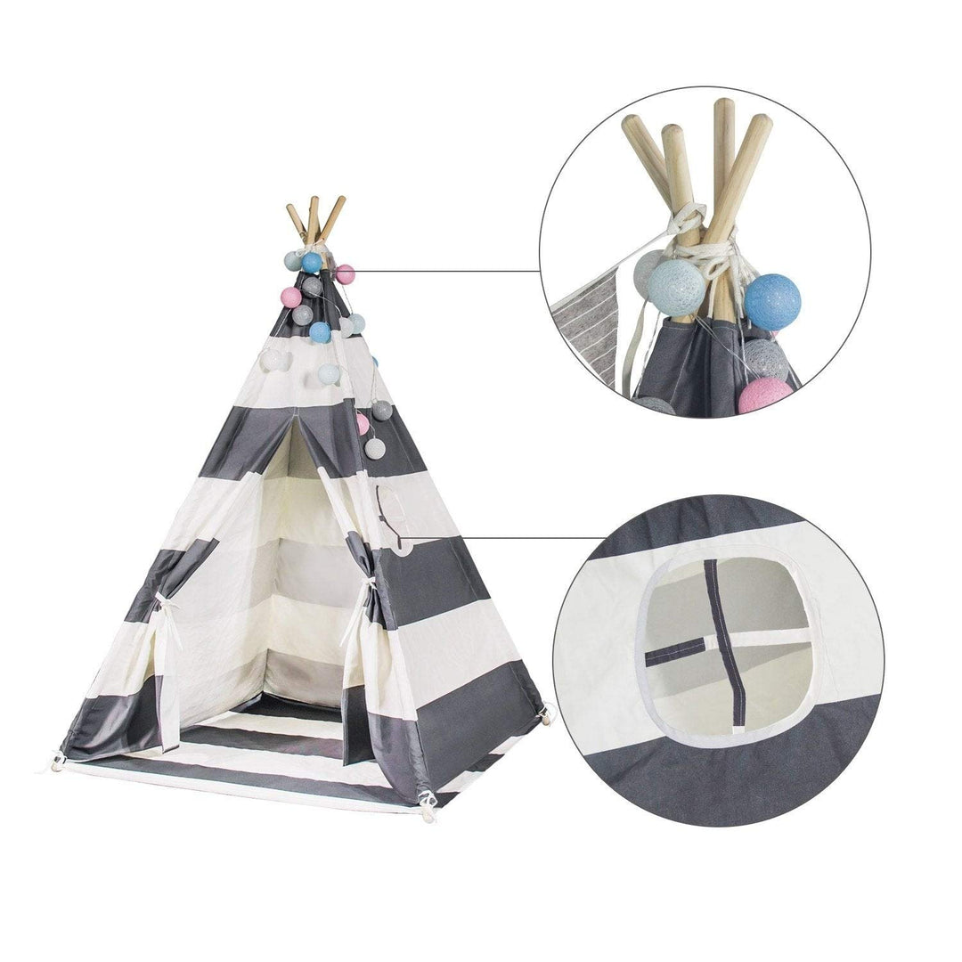Teepee Tent for Kids with Carry Toys Girls/Boys Girls Grey - Diamond Home USA