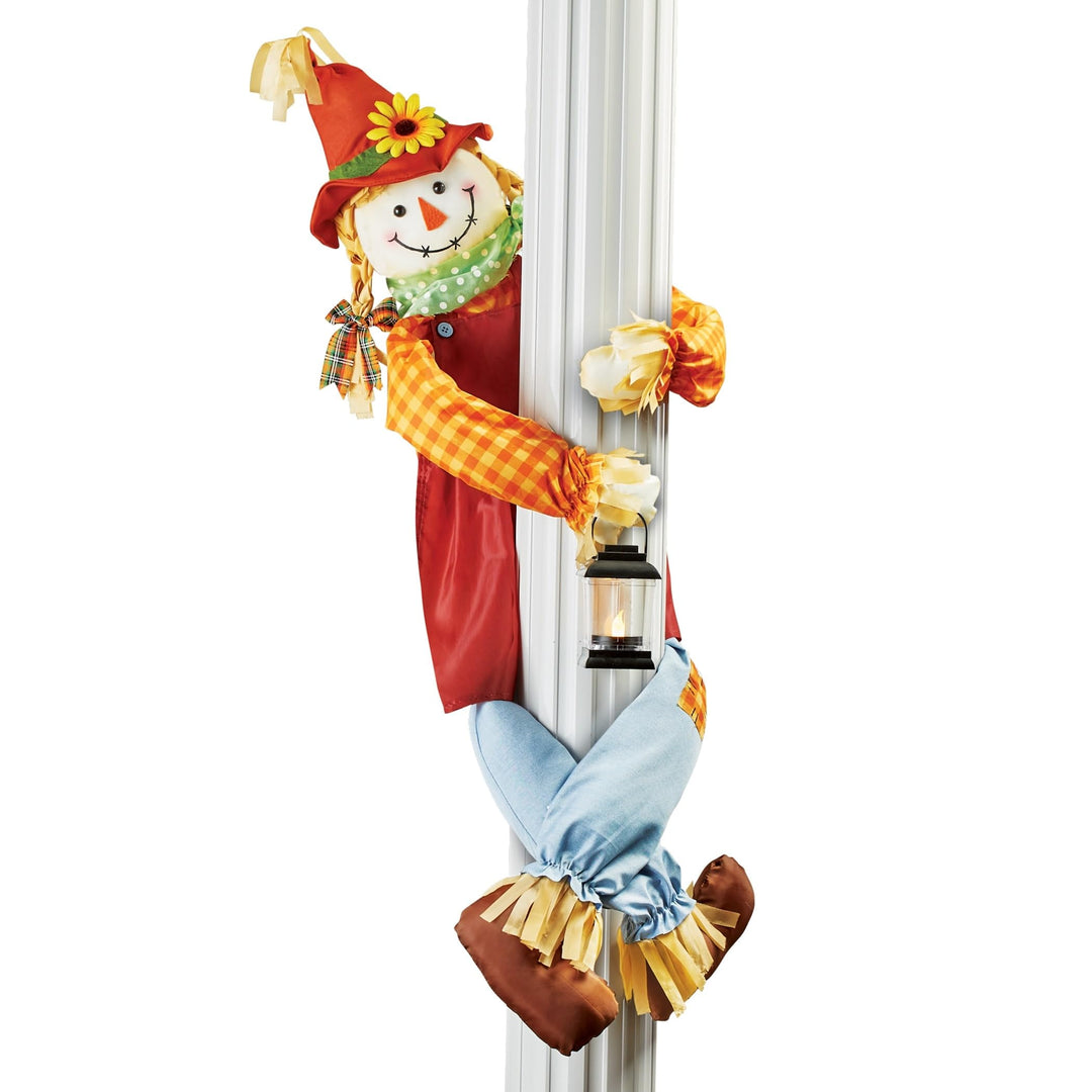 Girl Scarecrow Porch Or Tree Hugger with Lit Lantern X Multi Color