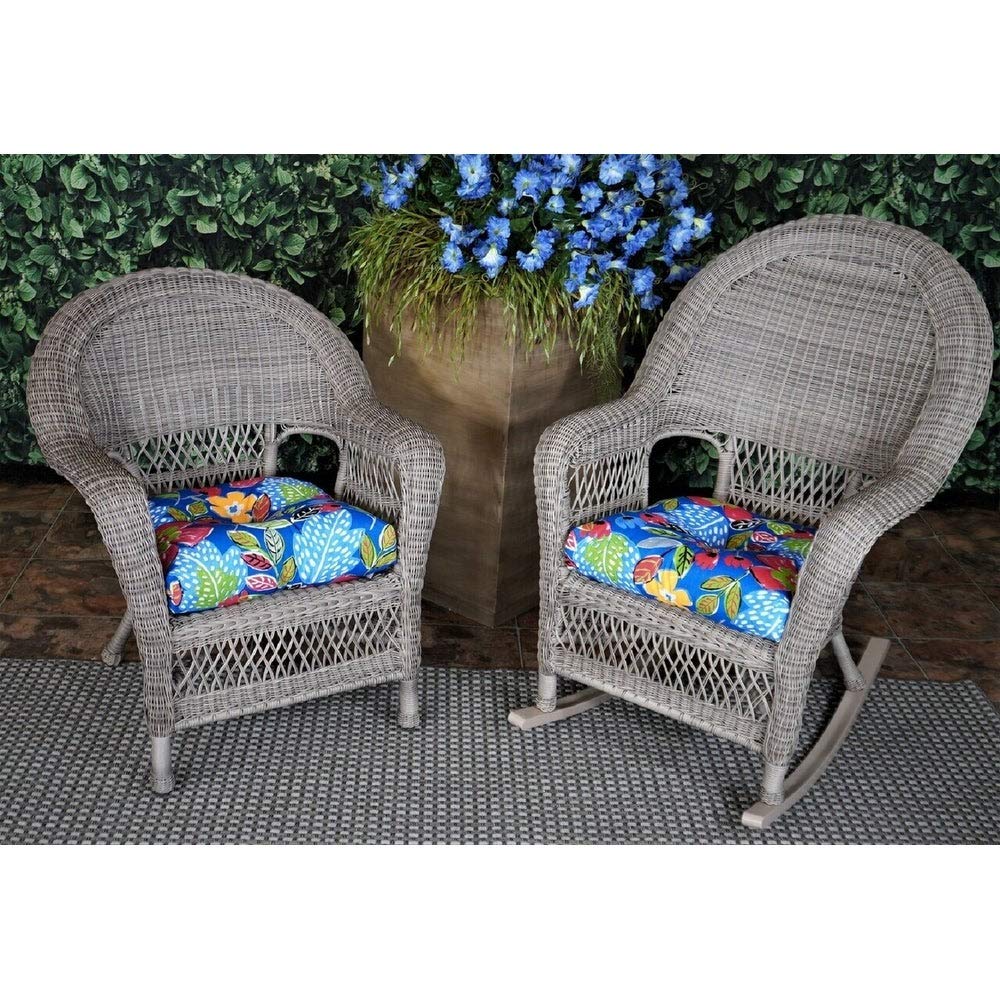 Outdoor Seat Cushion Cobalt Single U Set of 2 19x19 Multi Color Floral Polyester - Diamond Home USA