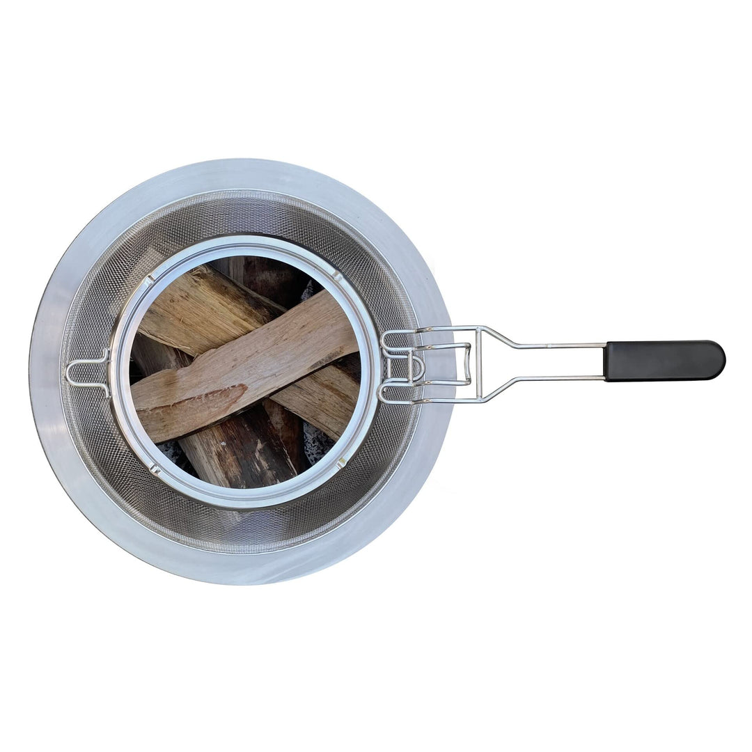 15" Hotshot Wood Burning Fire Pit Mesh Screen Silver Round Stainless Steel - Diamond Home USA