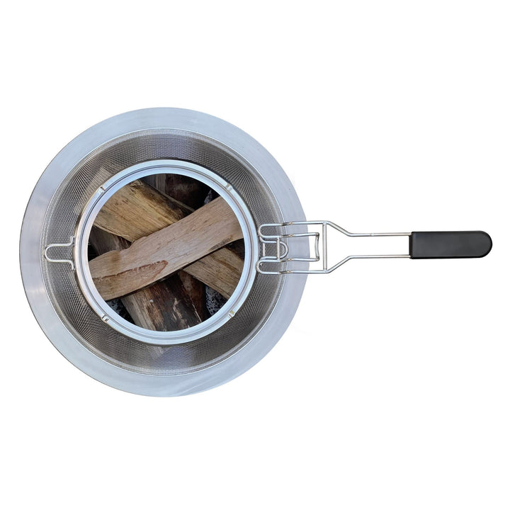 15" Hotshot Wood Burning Fire Pit Mesh Screen Silver Round Stainless Steel - Diamond Home USA