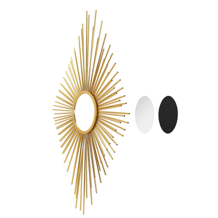 Metal Sunburst Wall Mirror Diamond Shaped Champagne Gold Farmhouse - Diamond Home USA