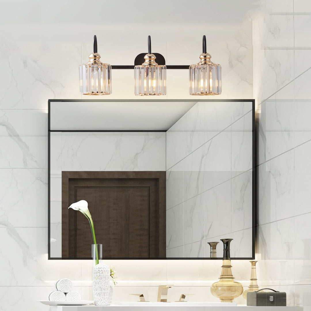 3 Lights Modern Wall Mounted Bathroom Over Mirror Light with Glass Lampshade . - Diamond Home USA