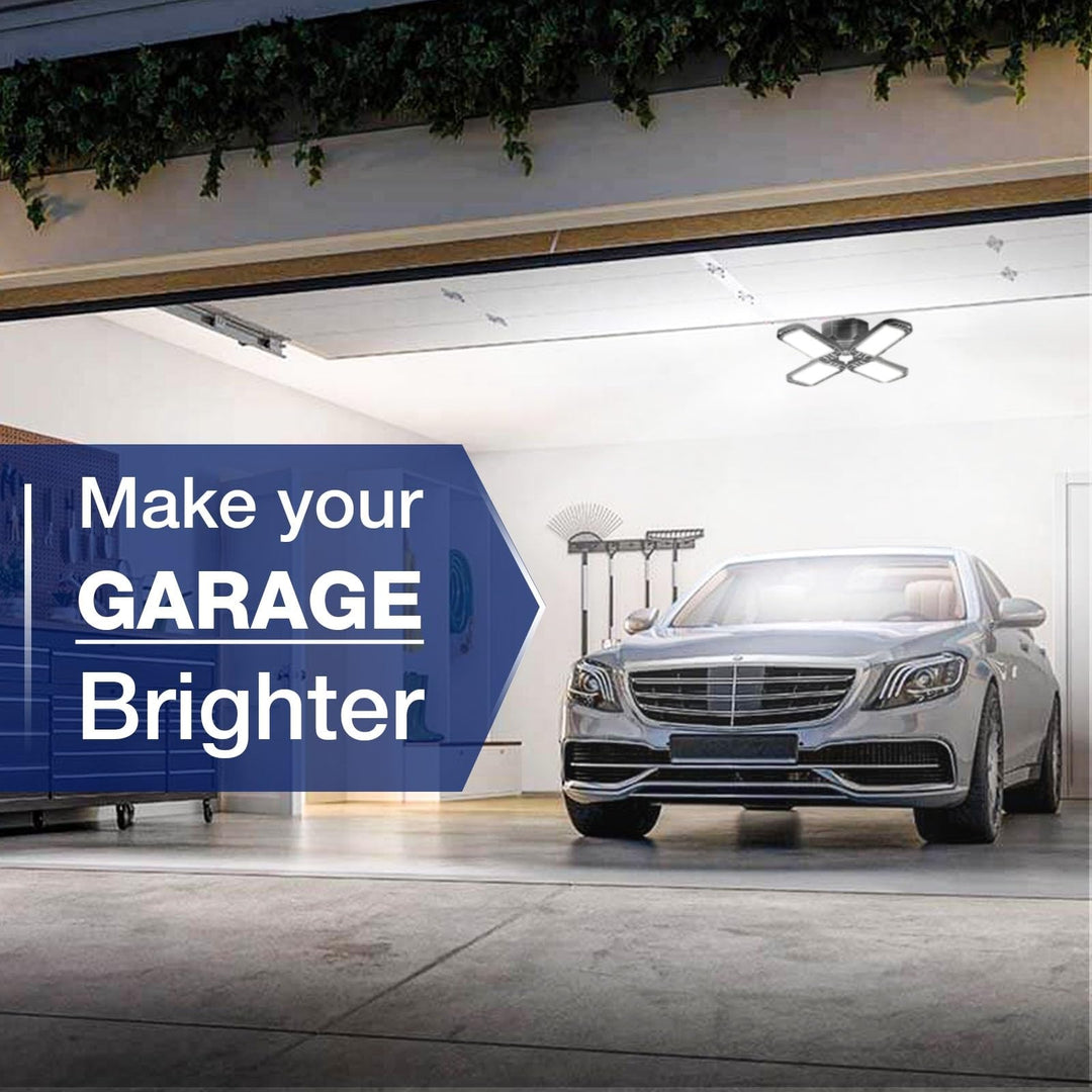 80-watt Black Deformable Led Adjustable Garage Light Semi-flush Mount Lighting - Diamond Home USA